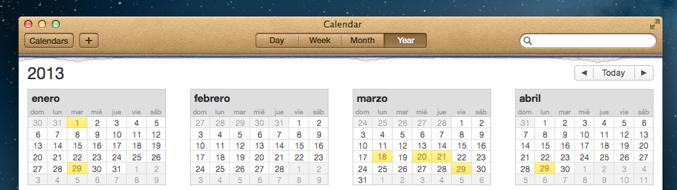 Calendar app on Mac OS